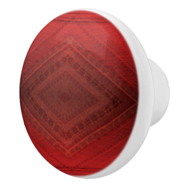 Acceptance | Red Eclectic Boho Pattern Ceramic Knob (Right)