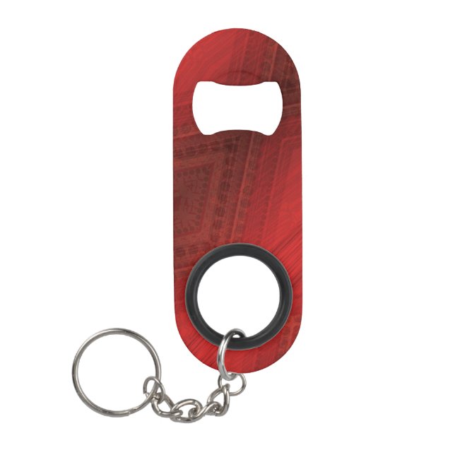 Acceptance | Red Eclectic Boho Pattern Keychain Bottle Opener (Front)