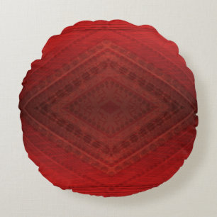 Acceptance   Red Eclectic Boho Pattern Round Pillow