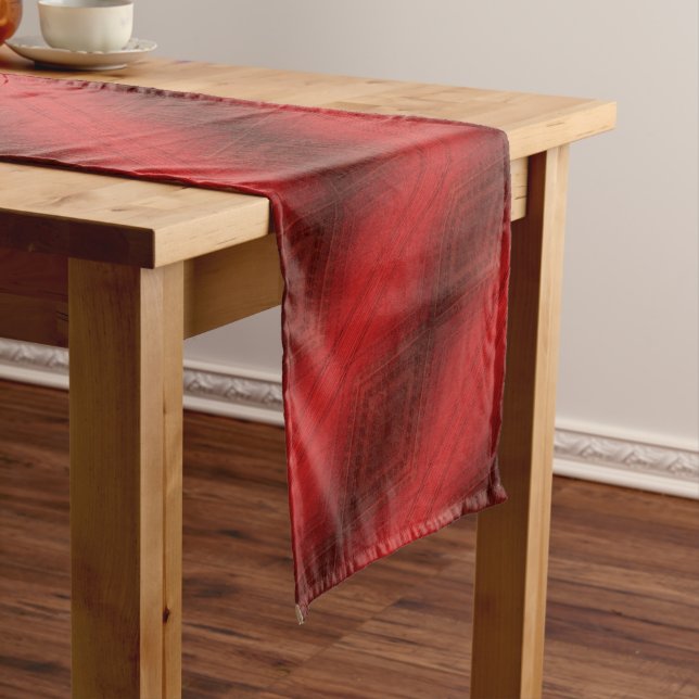 Acceptance | Red Eclectic Boho Pattern Short Table Runner (In Situ)