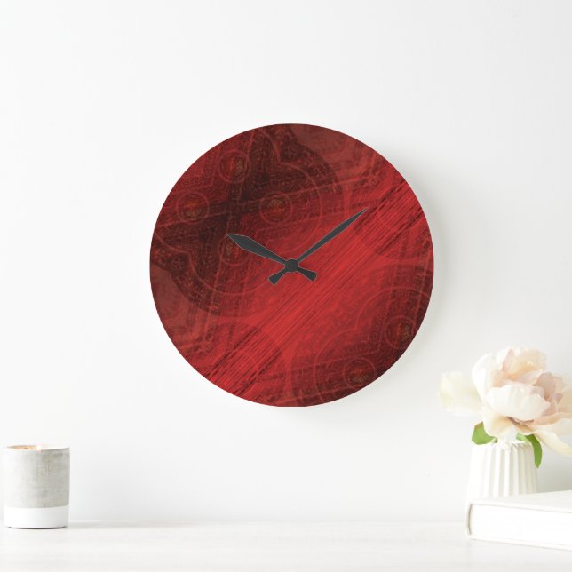 Acceptance | Red Meditation Medallions Large Clock (Home)