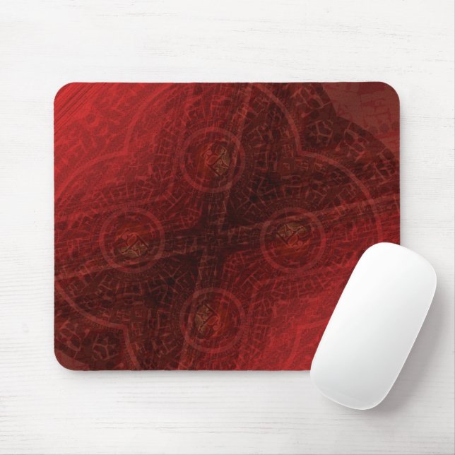 Acceptance | Red Meditation Medallions Mouse Pad (With Mouse)