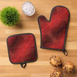 Acceptance Red Meditation Medallions Oven Mitt & Pot Holder Set