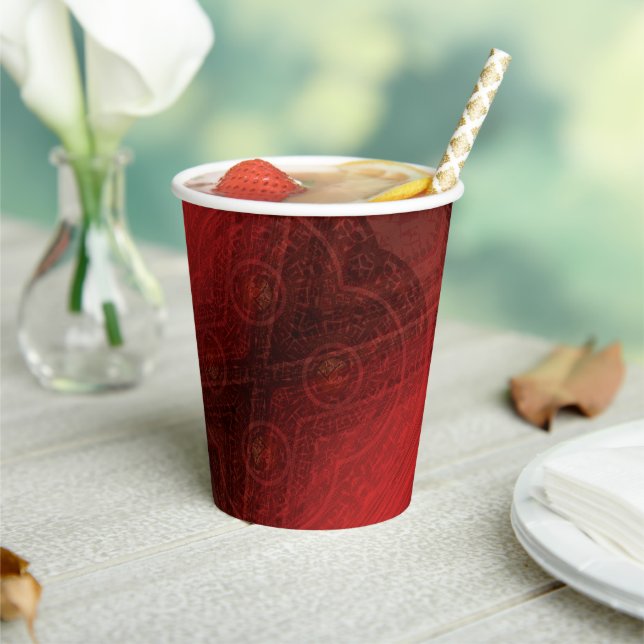 Acceptance | Red Meditation Medallions Paper Cups (Insitu)