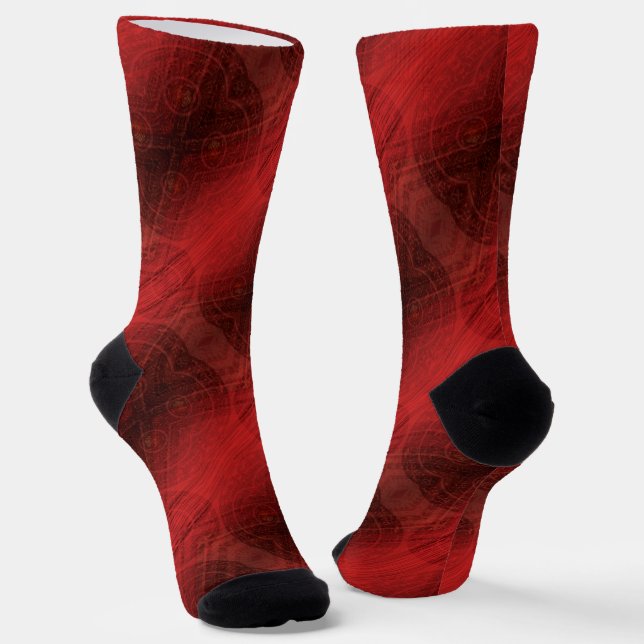 Acceptance | Red Meditation Medallions Socks (Angled)