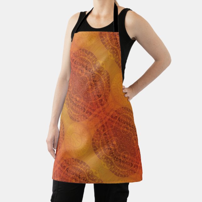 Acceptance | Red Orange Yellow Boho Medallions Apron (Insitu)