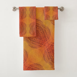 Acceptance Red Orange Yellow Boho Medallions Bath Towel Set