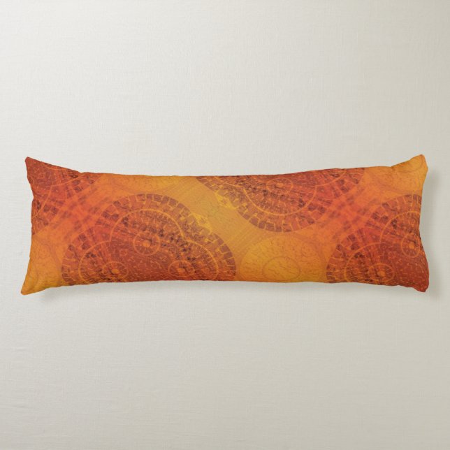 Acceptance | Red Orange Yellow Boho Medallions Body Pillow (Front)