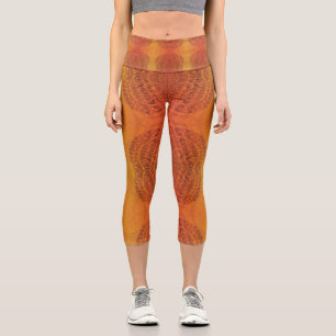 Acceptance   Red Orange Yellow Boho Medallions Capri Leggings