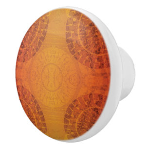 Acceptance Red Orange Yellow Boho Medallions Ceramic Knob