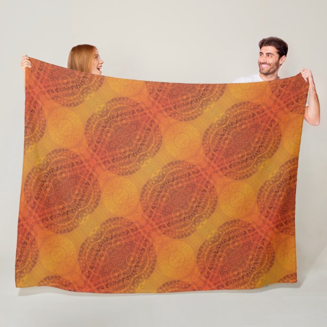 Acceptance | Red Orange Yellow Boho Medallions Fleece Blanket (In Situ)