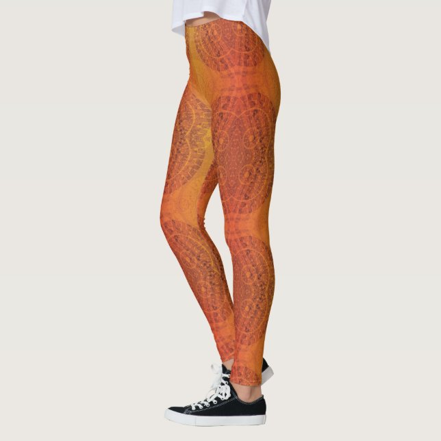 Acceptance | Red Orange Yellow Boho Medallions Leggings (Left)