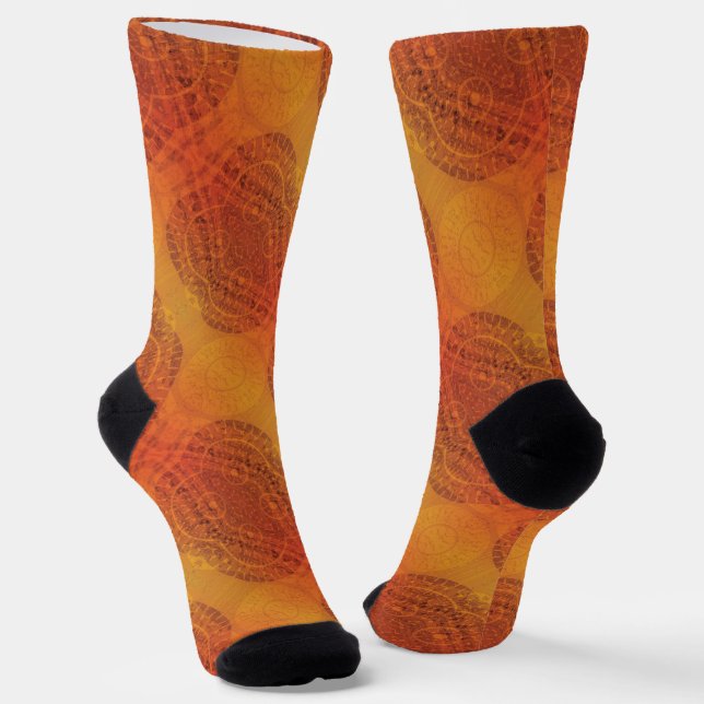 Acceptance | Red Orange Yellow Boho Medallions Socks (Angled)