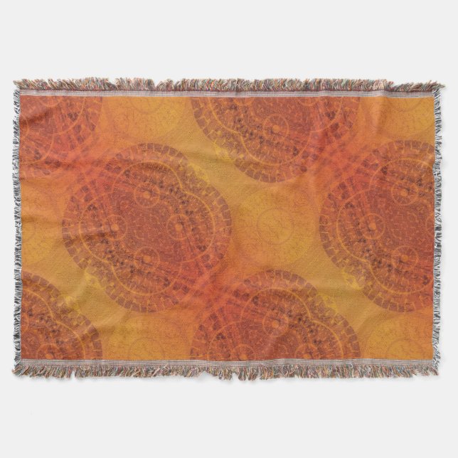Acceptance | Red Orange Yellow Boho Medallions Throw Blanket (Front)