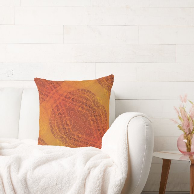 Acceptance | Red Orange Yellow Boho Medallions Throw Pillow (Couch)
