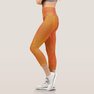 Acceptance   Red Orange Yellow Shibori Pattern Capri Leggings