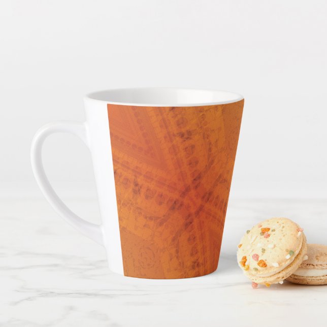 Acceptance | Red Orange Yellow Shibori Pattern Latte Mug (In Situ)