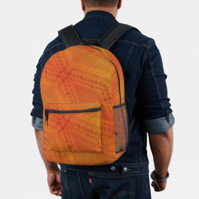 Acceptance | Red Orange Yellow Shibori Pattern Printed Backpack (Insitu (Model))