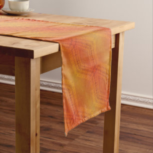 Acceptance Red Orange Yellow Shibori Pattern Short Table Runner