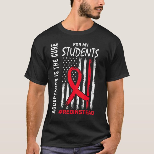 Acceptance Redinstead I Wear Red Instead Autism Te T-Shirt (Front)