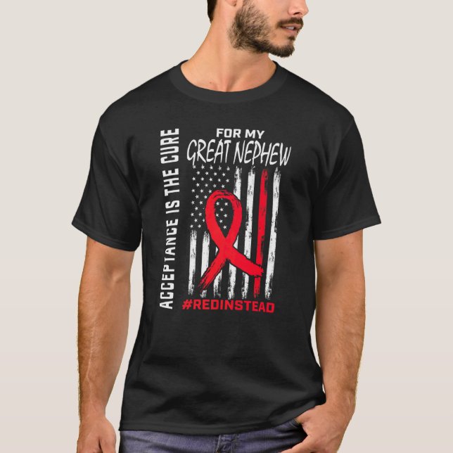 Acceptance Redinstead Red Instead Autism Great Nep T-Shirt (Front)