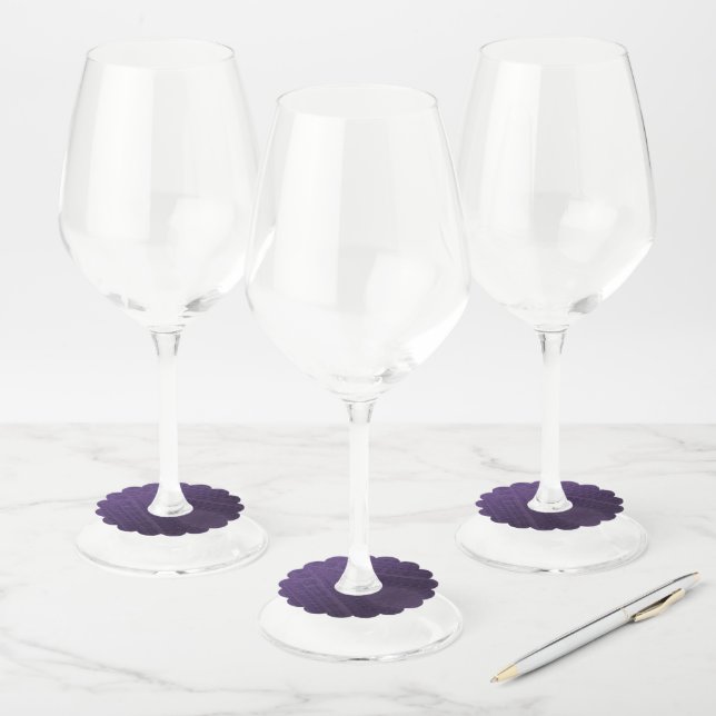 Acceptance | Violet Eclectic Boho Pattern Wine Glass Tag (Set)