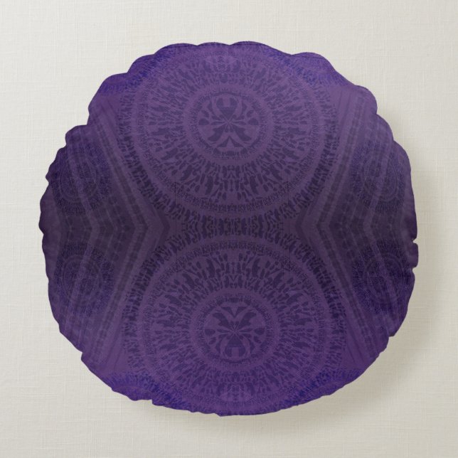Acceptance | Violet Meditation Medallions Round Pillow (Front)