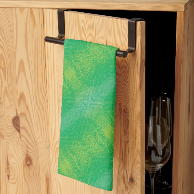 Acceptance | Yellow Green Blue Boho Medallions Kitchen Towel (Thirds Fold)