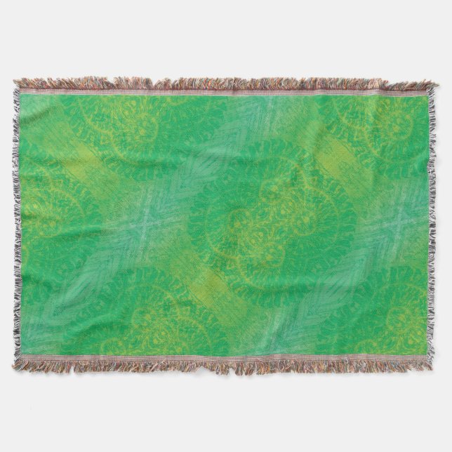 Acceptance | Yellow Green Blue Boho Medallions Throw Blanket (Front)
