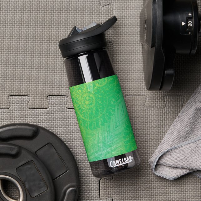 Acceptance | Yellow Green Blue Boho Medallions Water Bottle (Gym)