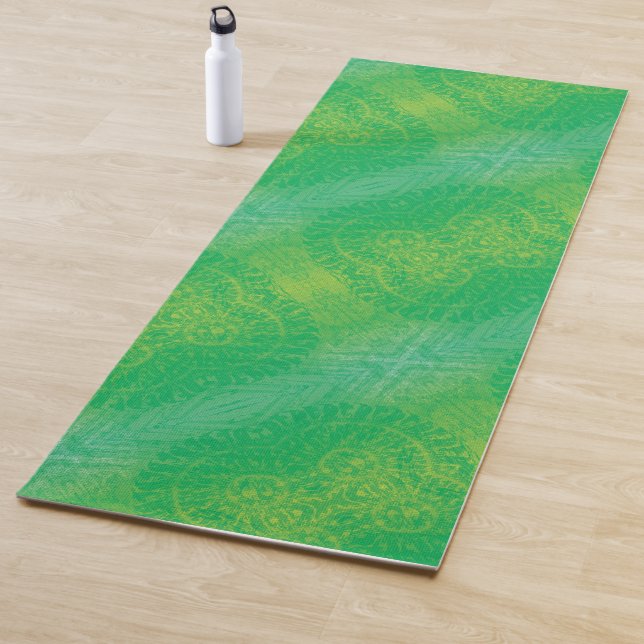Acceptance | Yellow Green Blue Boho Medallions Yoga Mat (In Situ)