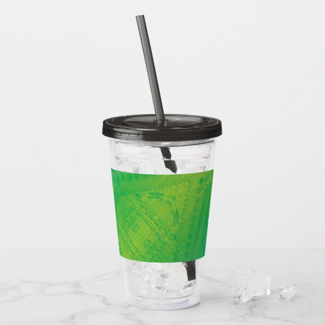Acceptance | Yellow Green Blue Shibori Pattern Acrylic Tumbler (Front Ice)
