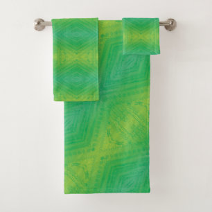 Acceptance   Yellow Green Blue Shibori Pattern Bath Towel Set
