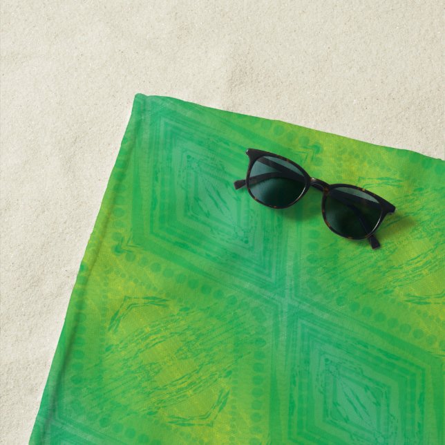 Acceptance | Yellow Green Blue Shibori Pattern Beach Towel (In Situ)