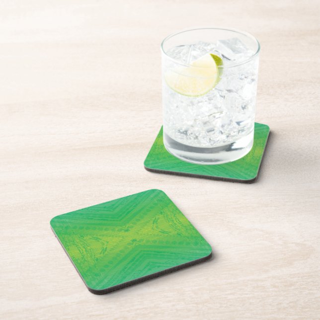 Acceptance | Yellow Green Blue Shibori Pattern Coaster (Right Side)