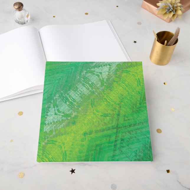 Acceptance | Yellow Green Blue Shibori Pattern Guest Book (Front Open)
