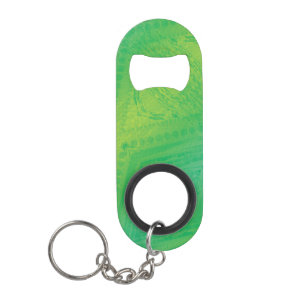 Acceptance Yellow Green Blue Shibori Pattern Keychain Bottle Opener