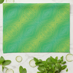 Acceptance   Yellow Green Blue Shibori Pattern Kitchen Towel