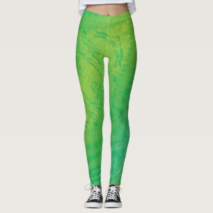 Acceptance Yellow Green Blue Shibori Pattern Leggings