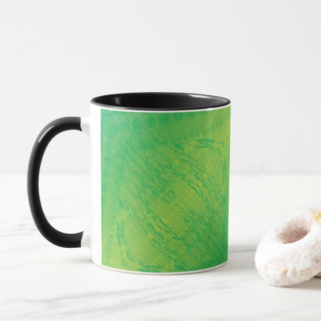 Acceptance | Yellow Green Blue Shibori Pattern Mug (With Donut)