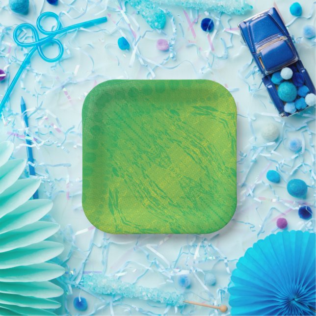 Acceptance | Yellow Green Blue Shibori Pattern Paper Plate (Party)