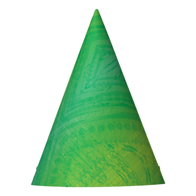 Acceptance | Yellow Green Blue Shibori Pattern Party Hat (Front)
