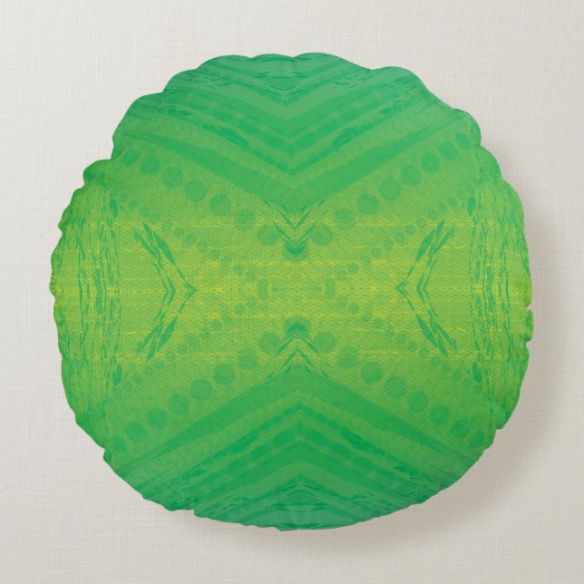 Acceptance | Yellow Green Blue Shibori Pattern Round Pillow (Front)