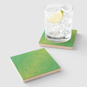 Acceptance   Yellow Green Blue Shibori Pattern Stone Coaster
