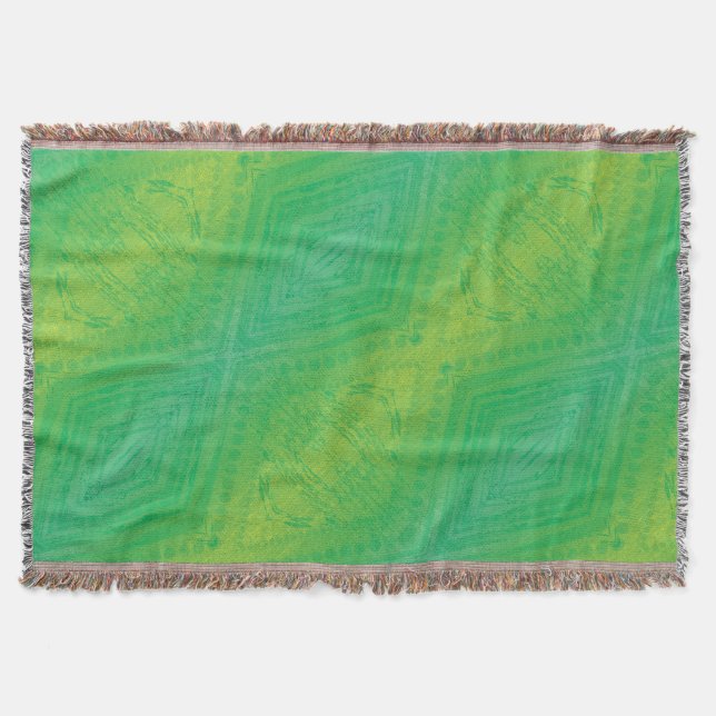 Acceptance | Yellow Green Blue Shibori Pattern Throw Blanket (Front)