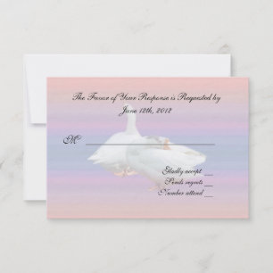 Acceptation mariage carte RSVP, deux oies blanches