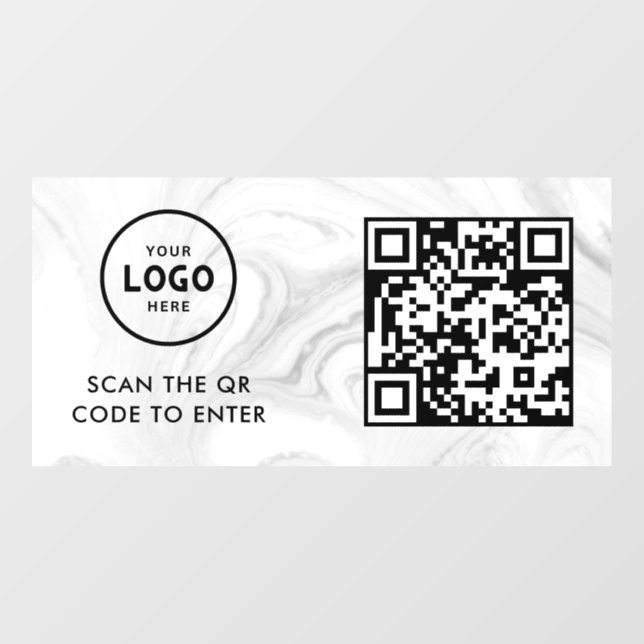 Access Control | QR Code Business Logo Entry Blue  Window Cling (Sheet)