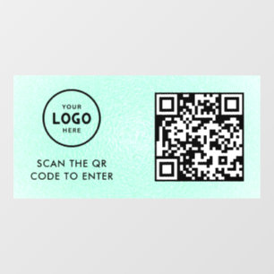 Access Control QR Code Business Logo Entry Blue Window Cling