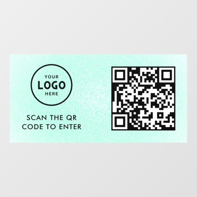 Access Control | QR Code Business Logo Entry Blue  Window Cling (Sheet)