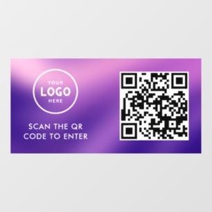 Access Control QR Code Business Logo Entry Blue Window Cling